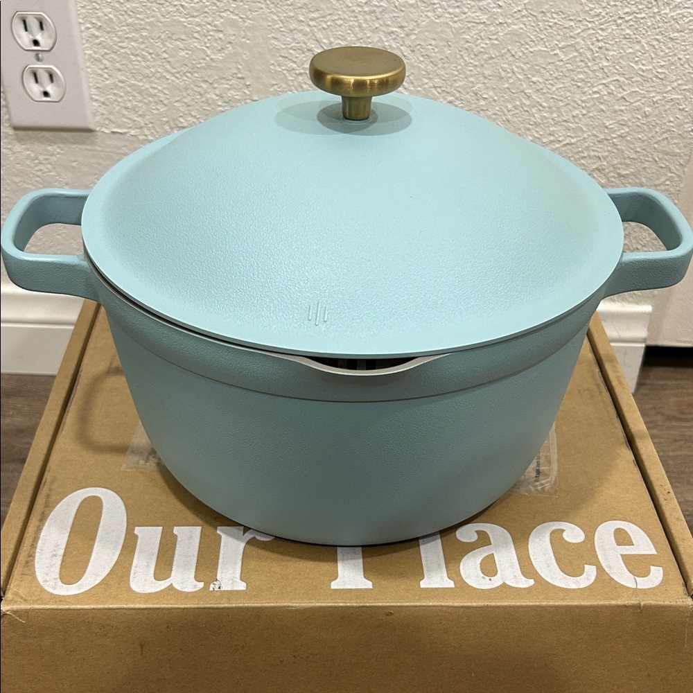 Our Place X Selena Gomez Sky Blue Cookware with Brass Knob